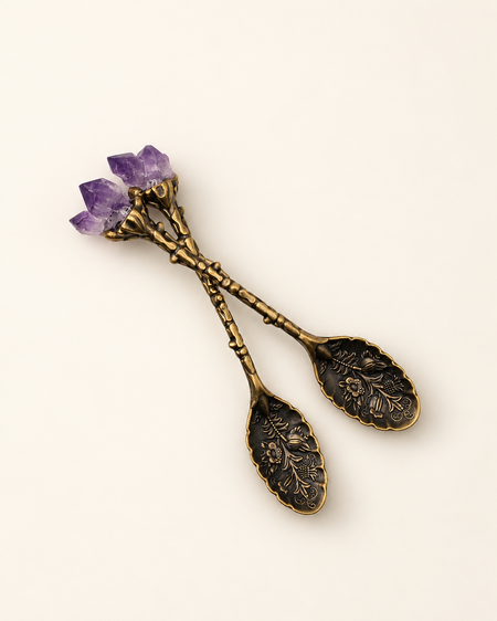 amethyst apothecary spoon witch wiccan pagan goth crystal healing herbs antique home decor accessories 