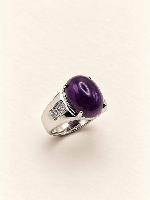 amethyst ring fashion jewellery chunky silver crystal healing stone spiritual 