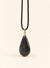 labradorite pendant black fabric string large crystal healing energy spiritual gold fashion jewellery 