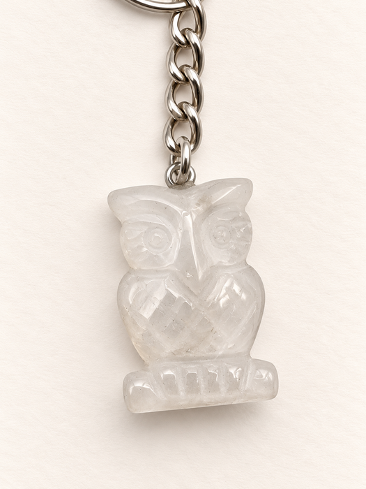 owl keychains crystal healing wise wisdom spiritual accessories assorted fashion jewellery clear quartz