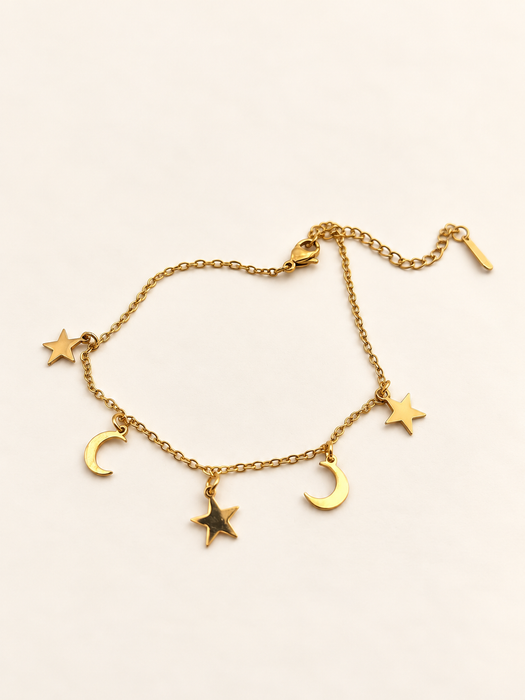 moon and star celestial anklet boho summer spiritual gold fashion jewellery