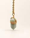 amazonite crystal point wire wrapped necklace gold