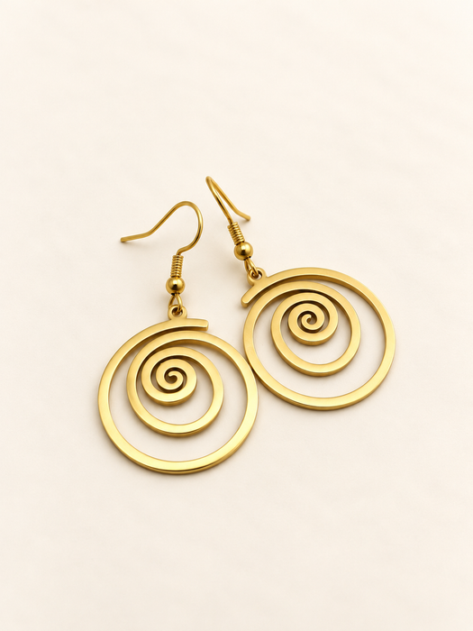 round spiral earrings gold stainless steel fashion jewellery spiritual earrings set 