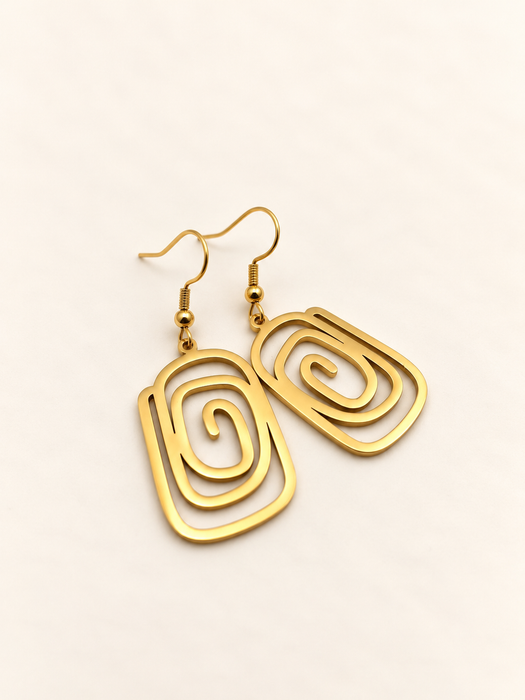 geometric spiral gold stainless steel fashion jewellery spiritual earrings set earrings 