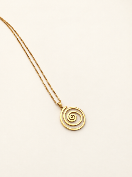 round spiral necklace with chain gold stainless steel fashion jewellery spiritual 