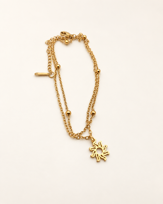 celestial sun charm anklet fashion jewellery hippie spiritual beach sun summer gold