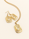 geometric spiral necklace with chain gold stainless steel fashion jewellery spiritual earrings set