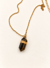 tigers eye crystal point wire wrapped necklace gold