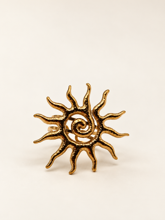 sun celestial ring gold fashion jewellery summer spiral crystal spiritual 