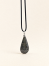 labradorite pendant black fabric string large crystal healing energy spiritual silver fashion jewellery 