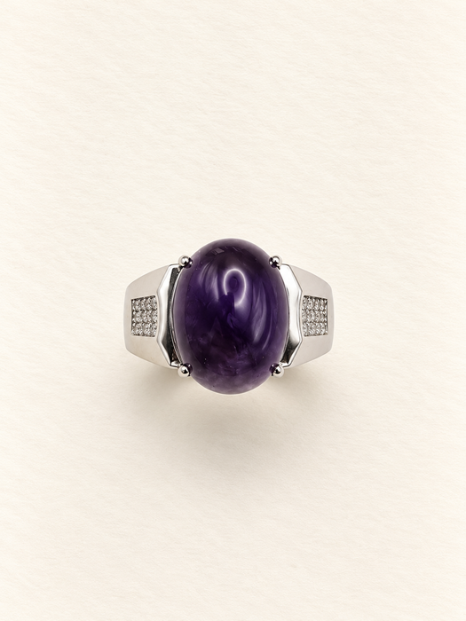 amethyst ring fashion jewellery chunky silver crystal healing stone spiritual 