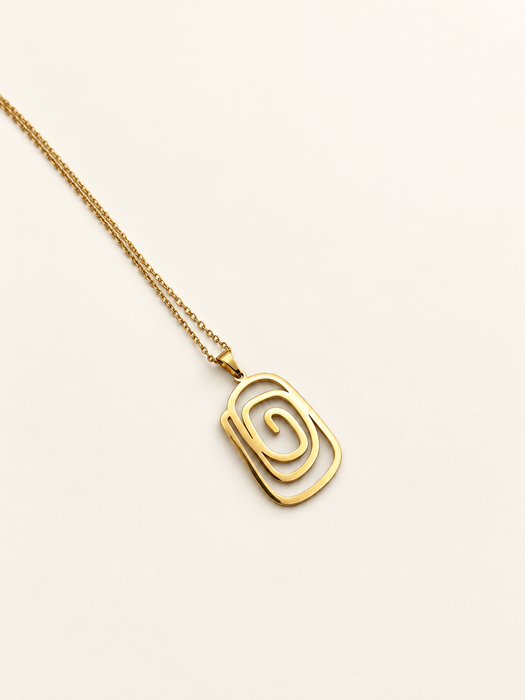 geometric spiral necklace with chain gold stainless steel fashion jewellery spiritual 