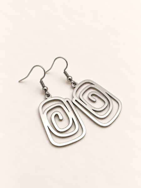 geometric spiral silver stainless steel fashion jewellery spiritual earrings set earrings 