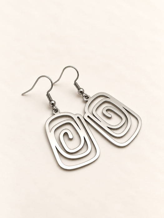 geometric spiral silver stainless steel fashion jewellery spiritual earrings set earrings 