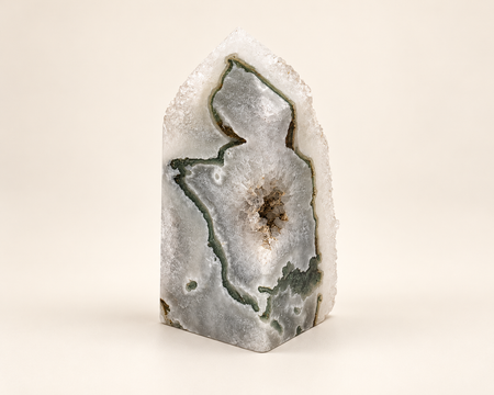 moss agate green druzy tower crystal healing spiritual pillar 