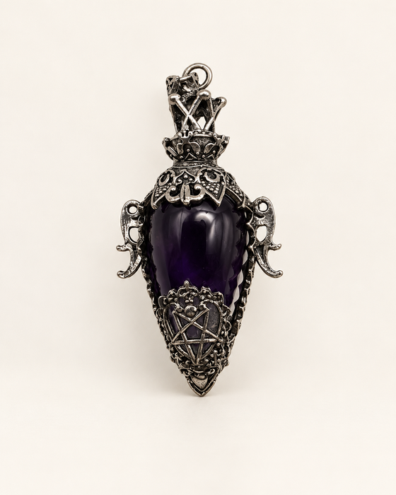 amethyst witchy pendant wiccan goth crystal healing pagan 