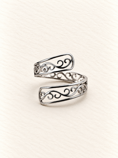 fashion jewellery silver scroll mystical ring