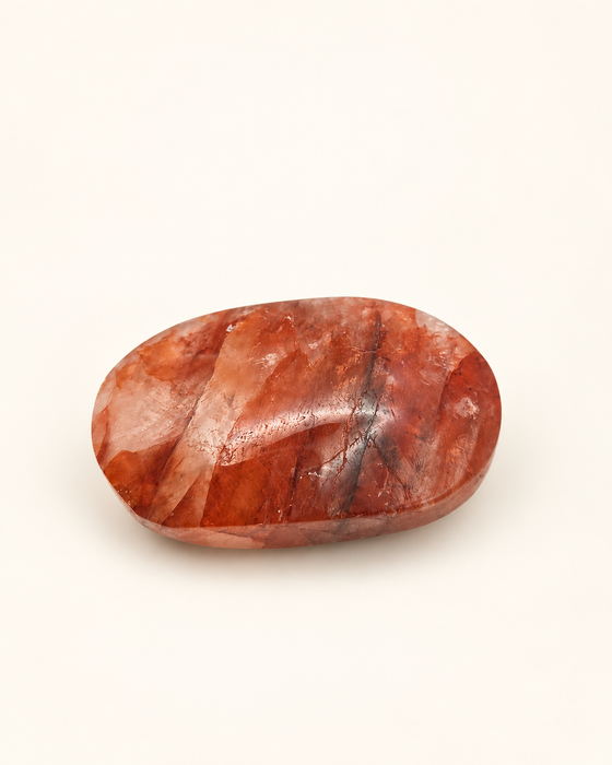 red amphibole crystal healing palm stone 