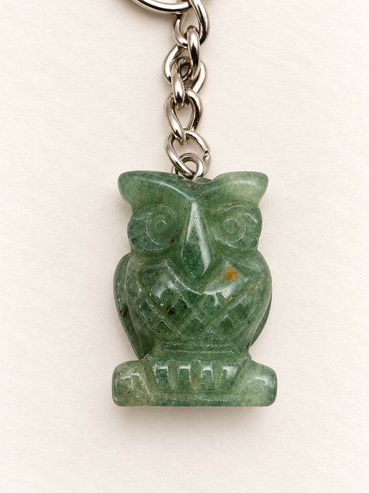owl keychains crystal healing wise wisdom spiritual accessories assorted fashion jewellery green aventurine 