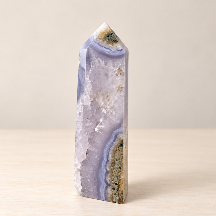 Blue Lace Agate Druzy Tower