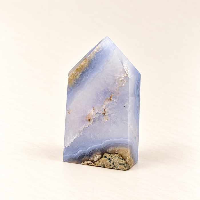 blue lace agate druzy tower pillar geode crystal healing spiritual energy 