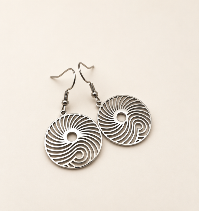 ocean sun swirl summer fashion jewellery silver earrings