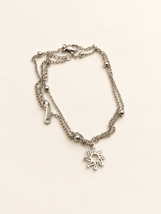 celestial sun charm anklet fashion jewellery hippie spiritual beach sun summer silver 