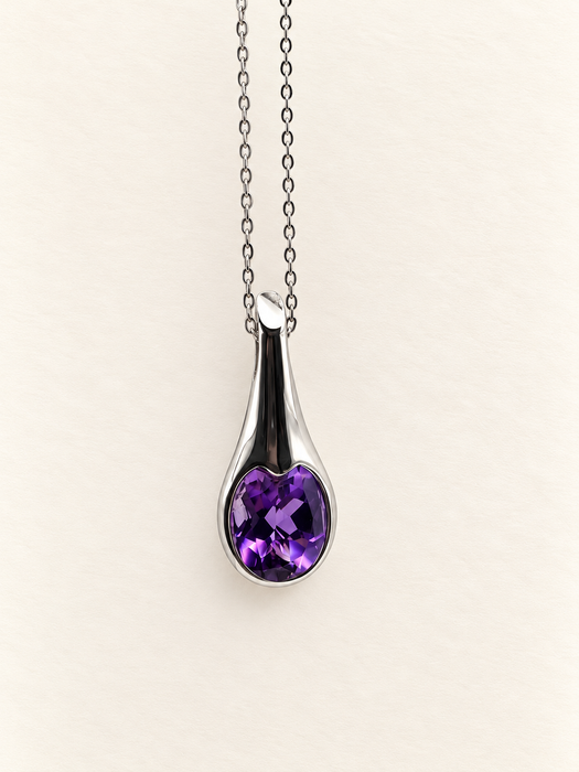 amethyst teardrop necklace sterling silver luxury crystal healing 
