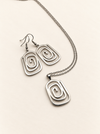 geometric spiral necklace with chain silver stainless steel fashion jewellery spiritual earrings set 