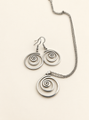 round spiral necklace with chain silver stainless steel fashion jewellery spiritual earrings set 
