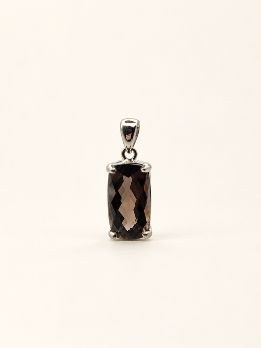 smoky quartz crystal jewellery luxury pendant necklace healing silver brown 