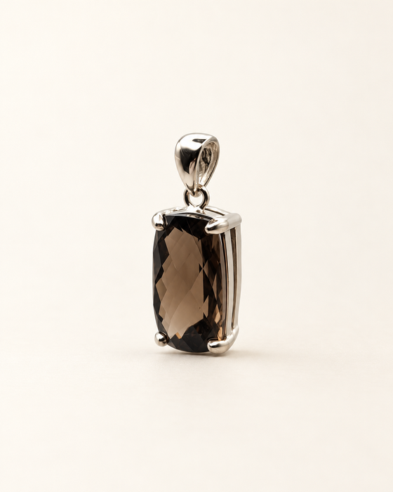 smoky quartz crystal jewellery luxury pendant necklace healing silver brown 