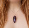 amethyst pendant necklace chunky vogel point crystal healing spiritual energy silver jewellery l